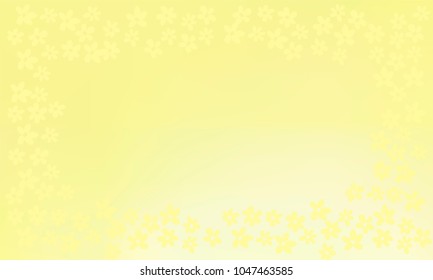 Many Yellow Flowers with Leaves and Stems on Yellow, Orange and Green Gradient Background