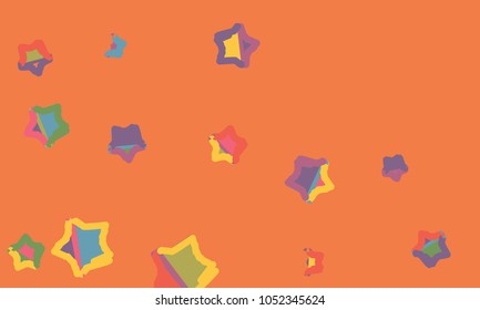 Many Yellow, Green, Blue, Violet and Red Stars of Different Size