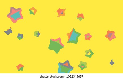 Many Yellow, Green, Blue, Violet and Red Stars of Different Size