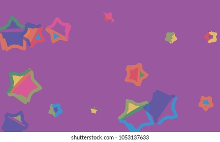 Many Yellow, Green, Blue, Violet and Red Stars of Different Size
