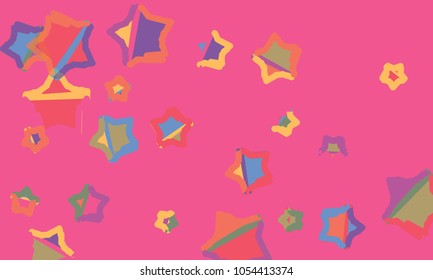 Many Yellow, Green, Blue, Violet and Red Stars of Different Size