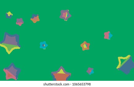 Many Yellow, Green, Blue, Violet and Red Stars of Different Size