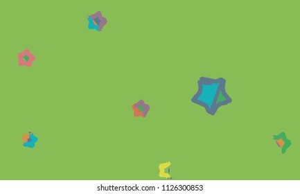 Many Yellow, Green, Blue, Violet and Red Stars of Different Size