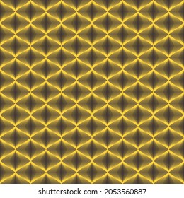 Many yellow lines intertwine to form a square. Reflection angle in pattern and background