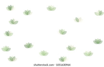 Many Yellow Lotuses of Different Opacity on White Background