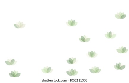 Many Yellow Lotuses of Different Opacity on White Background