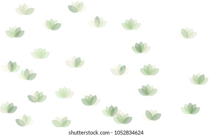 Many Yellow Lotuses of Different Opacity on White Background