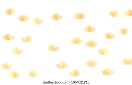 Many Yellow Lotuses of Different Opacity on White Background