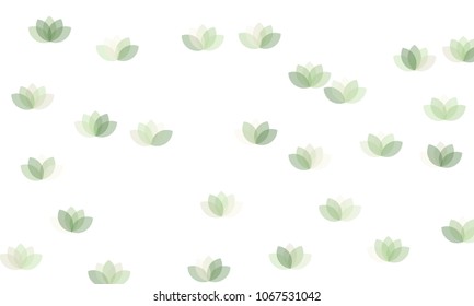 Many Yellow Lotuses of Different Opacity on White Background