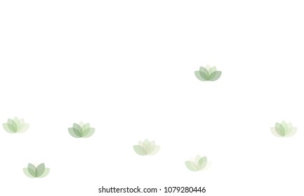 Many Yellow Lotuses of Different Opacity on White Background