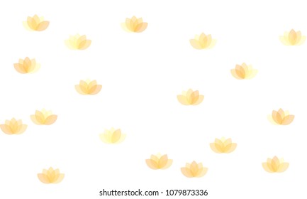 Many Yellow Lotuses of Different Opacity on White Background