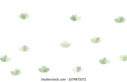Many Yellow Lotuses of Different Opacity on White Background