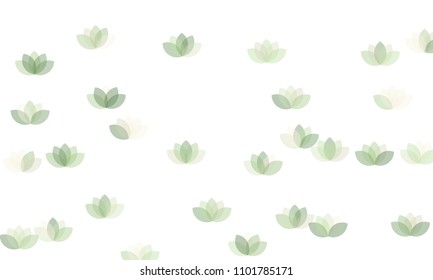Many Yellow Lotuses of Different Opacity on White Background