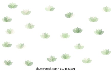 Many Yellow Lotuses of Different Opacity on White Background