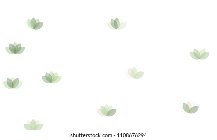 Many Yellow Lotuses of Different Opacity on White Background
