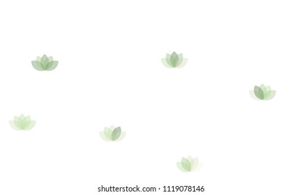 Many Yellow Lotuses of Different Opacity on White Background