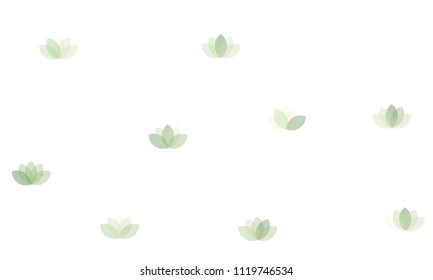 Many Yellow Lotuses of Different Opacity on White Background