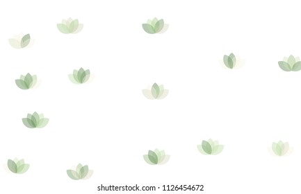 Many Yellow Lotuses of Different Opacity on White Background