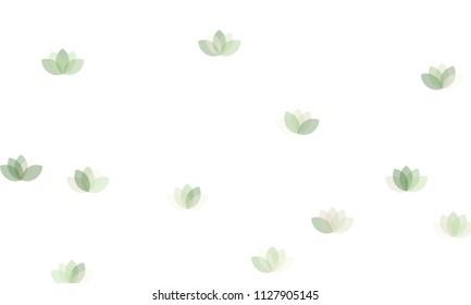 Many Yellow Lotuses of Different Opacity on White Background