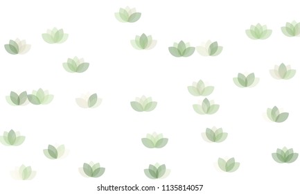 Many Yellow Lotuses of Different Opacity on White Background