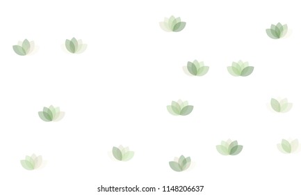 Many Yellow Lotuses of Different Opacity on White Background
