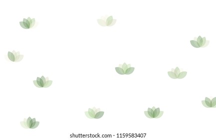 Many Yellow Lotuses of Different Opacity on White Background