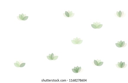 Many Yellow Lotuses of Different Opacity on White Background