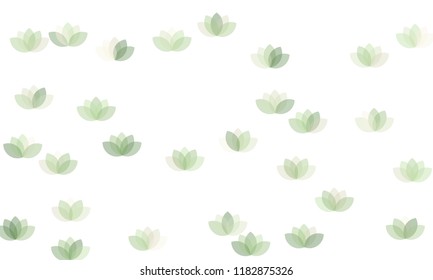 Many Yellow Lotuses of Different Opacity on White Background