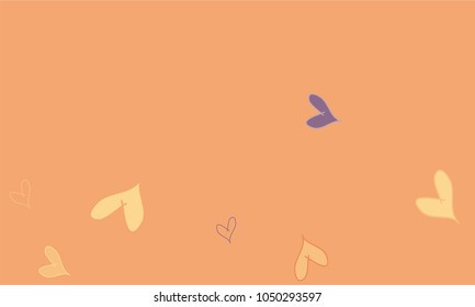 Many Yellow, Orange and Blue Hearts of Different Size