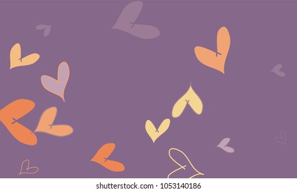 Many Yellow, Orange and Blue Hearts of Different Size