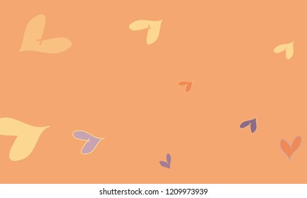 Many Yellow, Orange and Blue Hearts of Different Size