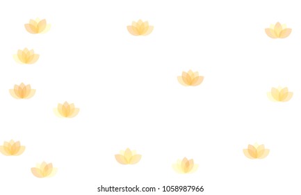 Many Yellow and Orange Lotuses of Different Opacity on White Background