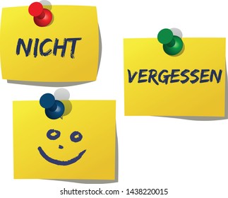 many yellow self-adhesive labels with tacks.