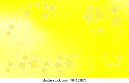 Many Yellow Stars of Different Size on Yellow Gradient Background