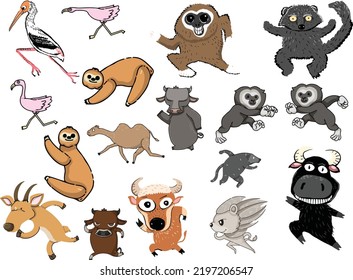 Many Zoo animals vector collection