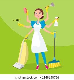 Many-Armed Cleaner Female Cleaning Servise