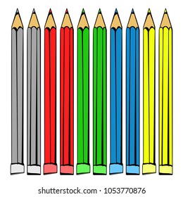 Many-colored pencils 3d on a white background