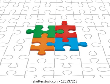 Many-colored puzzle pattern. Vector illustration