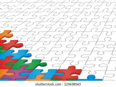 Many-colored puzzle pattern. Vector illustration