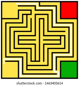 Many-colored square maze(18x18) with help on a white background
