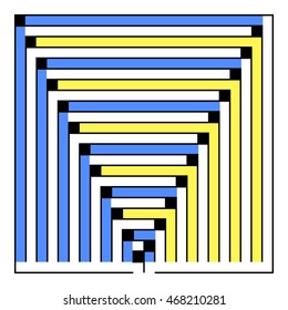 Many-colored square maze(24x24) on a white background