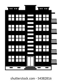 Many-storeyed apartment house, vector illustration