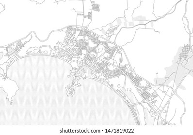 Manzanillo, Colima, Mexico, bright outlined vector map with bigger and minor roads and steets created for infographic backgrounds.