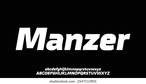 Manzer, Futuro moderno alfabeto fuente. Tipografía Fuentes de estilo urbano para el deporte, tecnología, digital, diseño de logotipo de película
