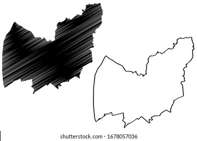Manzini Region (Swaziland, Kingdom of Eswatini) map vector illustration, scribble sketch Manzini map