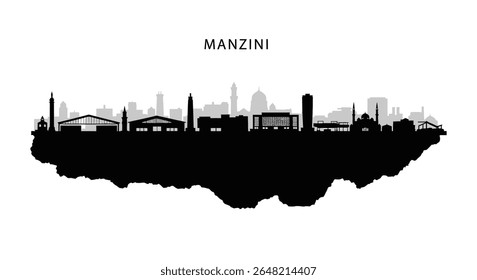 Manzini Skyline Silhouette with Cityscape.