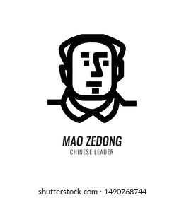 Mao Zedong Avatar. Chinese leader. Line character design. vector