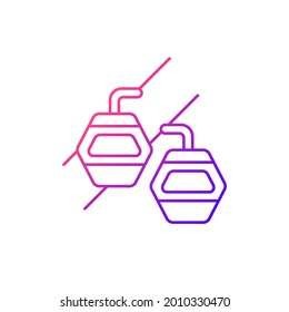 Maokong gondola gradient linear vector icon. Crystal travel cabins. Asian trip. Taiwan cable car. Mountain chariot. Thin line customizable illustration. Isolated vector contour symbol for light mode.
