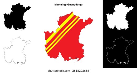 Maoming blank outline map set