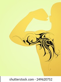 Maori body art tattoo on arm and back